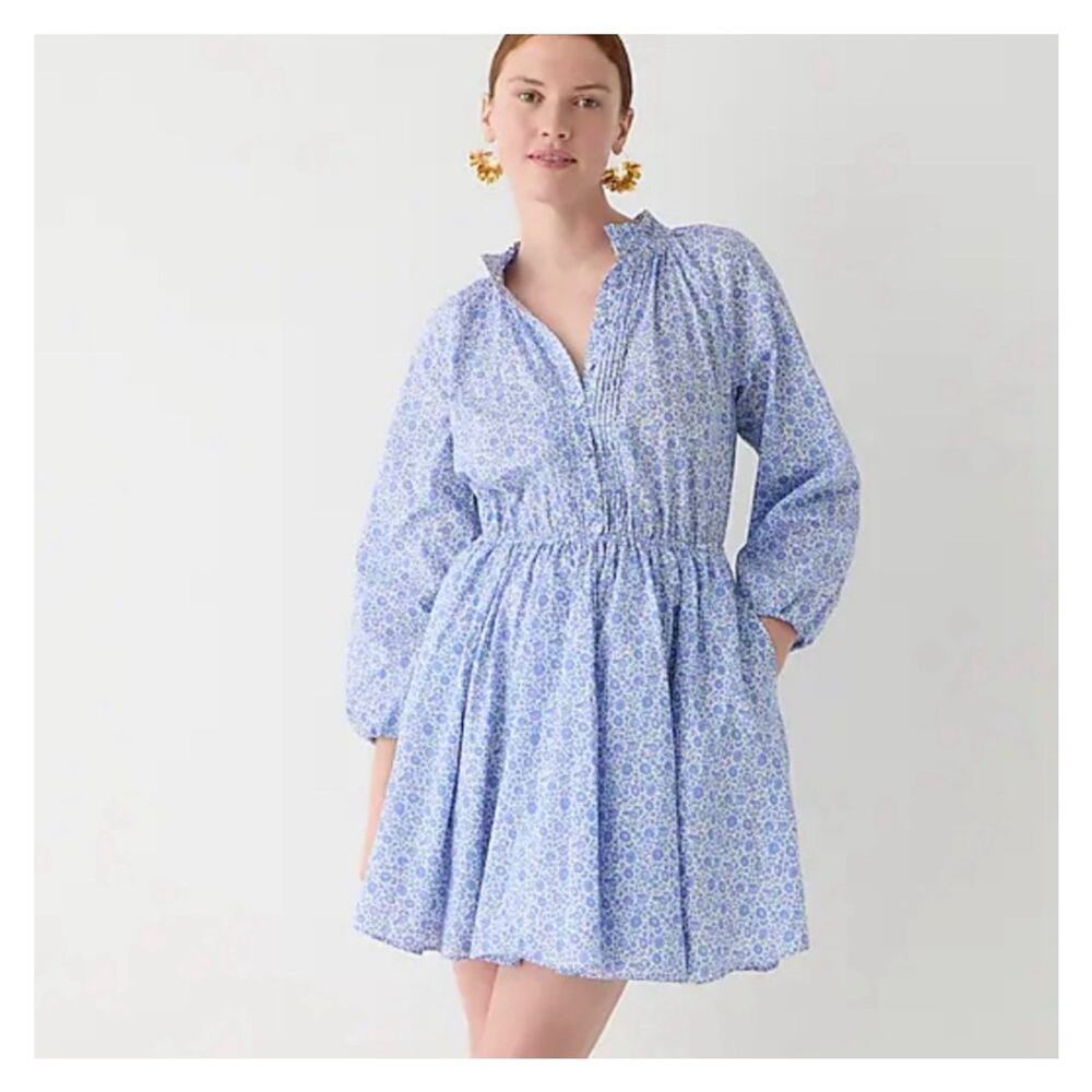 J. Crew Liberty Fabric Ruffle-collar Mini Dress D'Anjo Coast Fabric‎ Small NWT